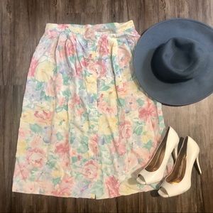Vintage Alfred Dunner Midi Floral Skirt Pastel